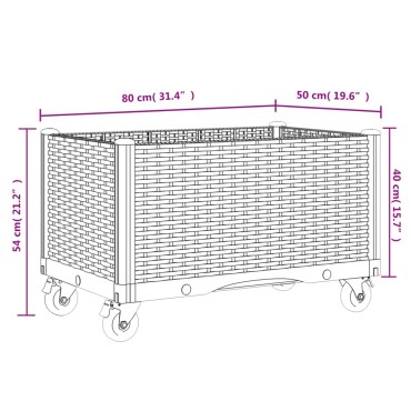 vidaXL Ζαρντινιέρα Κήπου με Ροδάκια Αν. Γκρι 80x50x54εκ Πολυπροπυλένιο