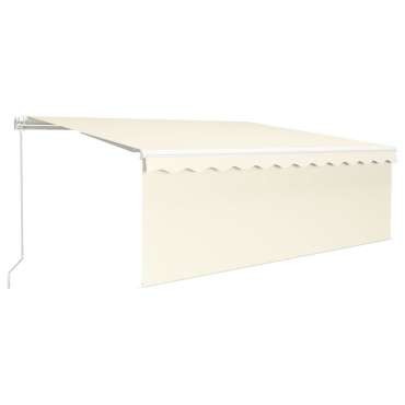 vidaXL Τέντα Συρόμενη Χειροκίνητη με Σκίαστρο & LED Κρεμ 4 x 3 μ.
