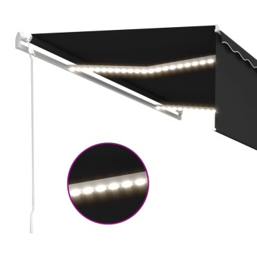 vidaXL Τέντα Αυτόματη με Σκίαστρο/LED/Αισθητήρα Ανέμου Ανθρακί 5x3 μ.