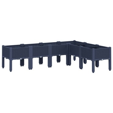 vidaXL Ζαρντινιέρα Κήπου με Πόδια Μπλε Γκρι 160x120x42 εκ. Πολυπροπυλένιο
