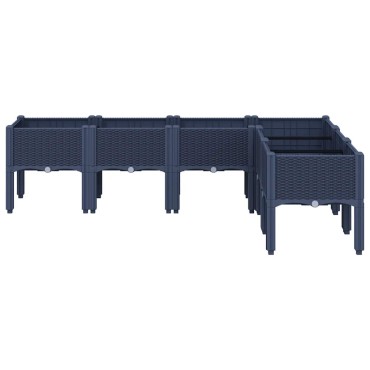 vidaXL Ζαρντινιέρα Κήπου με Πόδια Μπλε Γκρι 160x120x42 εκ. Πολυπροπυλένιο