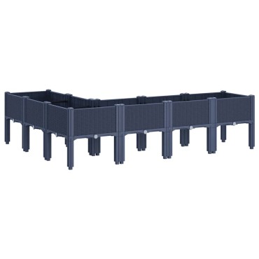 vidaXL Ζαρντινιέρα Κήπου με Πόδια Μπλε Γκρι 160x120x42 εκ. Πολυπροπυλένιο