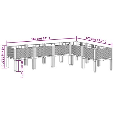 vidaXL Ζαρντινιέρα Κήπου με Πόδια Μπλε Γκρι 160x120x42 εκ. Πολυπροπυλένιο