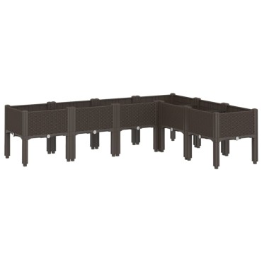 vidaXL Ζαρντινιέρα Κήπου με Πόδια Καφέ 160x120x42 εκ. Πολυπροπυλένιο