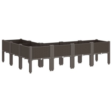 vidaXL Ζαρντινιέρα Κήπου με Πόδια Καφέ 160x120x42 εκ. Πολυπροπυλένιο