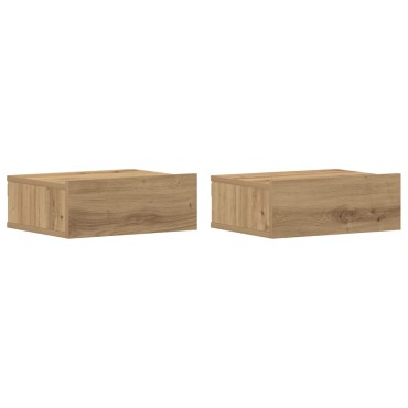 vidaXL Κομοδίνα Κρεμαστά 2 τεμ. Δρυς τεχνίτης 40x32x15cm Μοριοσανίδα