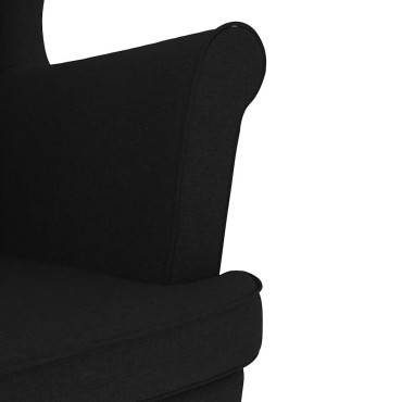 vidaXL Μπερζέρα Μαύρη Υφασμάτινη με Υποπόδιο 74x84x100cm 1 τεμ.