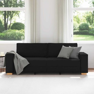 vidaXL Τριθέσιος Καναπές Μαύρος από Ύφασμα 220x78x84 cm