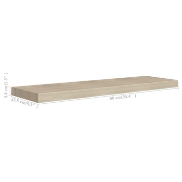 vidaXL Ράφι Τοίχου Χρώμα Δρυός 90x23,5x3,8cm MDF 1 τεμ.