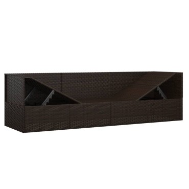 vidaXL Καναπές Εξωτερικού Χώρου Καφέ από Συνθετικό Ρατάν με Μαξιλάρια 198x56cm 1 τεμ.