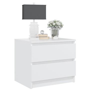 vidaXL Κομοδίνο Λευκό 50x39x43,5cm από Επεξεργασμένο Ξύλο 1 τεμ.