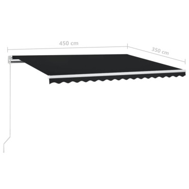 vidaXL Τέντα Συρόμενη Χειροκίνητη Ανθρακί 450 x 350 εκ.