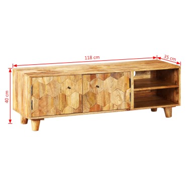 vidaXL Έπιπλο Τηλεόρασης 118x35x40cm από Μασίφ Ξύλο Μάνγκο