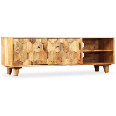 vidaXL Έπιπλο Τηλεόρασης 118x35x40cm από Μασίφ Ξύλο Μάνγκο