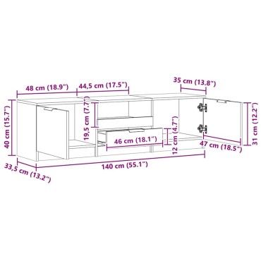 vidaXL Έπιπλο Τηλεόρασης Χειροποίητο Δρυς 140x35x40cm από Τεχνητό Ξύλο