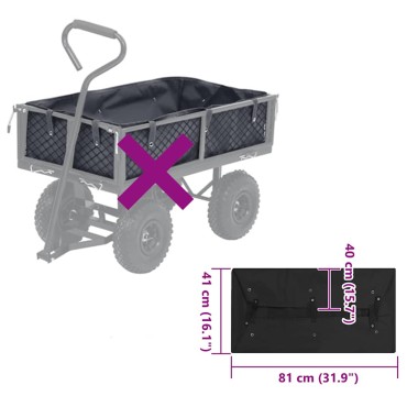 vidaXL Επένδυση Καροτσιού Κήπου Μαύρη 81 x 41 x 40 εκ.Υφασμάτινη