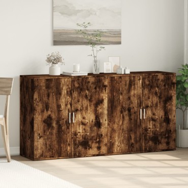 vidaXL Βοηθητικά Ντουλάπια 2 τεμ. Καπνιστή Δρυς 79x38x80cm Επεξ. Ξύλο