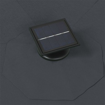vidaXL Ομπρέλα Κήπου Επιτοίχια με LED Ανθρακί 300 εκ.