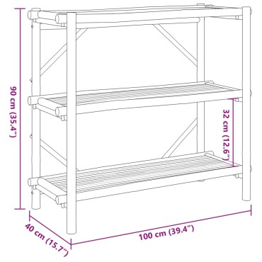 vidaXL Ραφιέρα 3 Επιπέδων 100x40x90cm από Μπαμπού