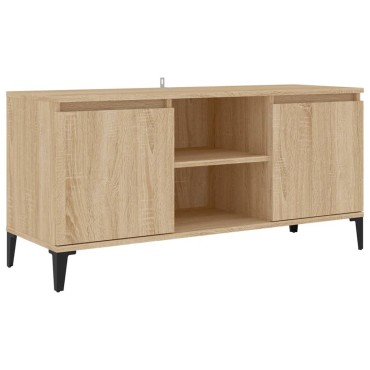 vidaXL Έπιπλο Τηλεόρασης Καπνιστή Δρυς 103,5x35x50cm Μεταλλικά Πόδια