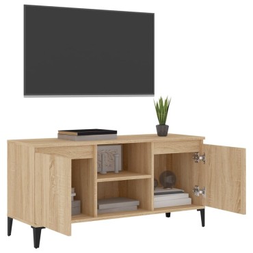 vidaXL Έπιπλο Τηλεόρασης Καπνιστή Δρυς 103,5x35x50cm Μεταλλικά Πόδια