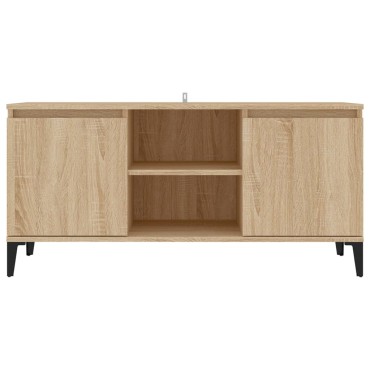 vidaXL Έπιπλο Τηλεόρασης Καπνιστή Δρυς 103,5x35x50cm Μεταλλικά Πόδια