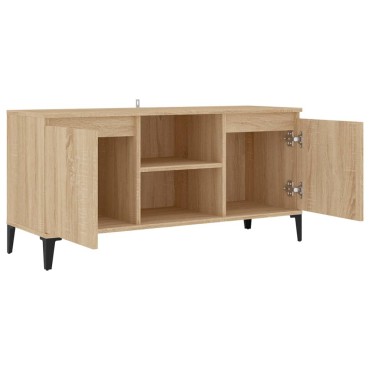vidaXL Έπιπλο Τηλεόρασης Καπνιστή Δρυς 103,5x35x50cm Μεταλλικά Πόδια