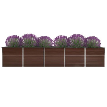 vidaXL Ζαρντινιέρα Υπερυψωμένη Καφέ 400x80x77 εκ. Γαλβαν. Χάλυβας