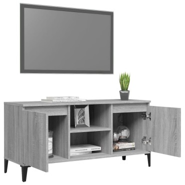 vidaXL Έπιπλο Τηλεόρασης Γκρι Sonoma 103,5x35x50cm Μεταλλικά Πόδια