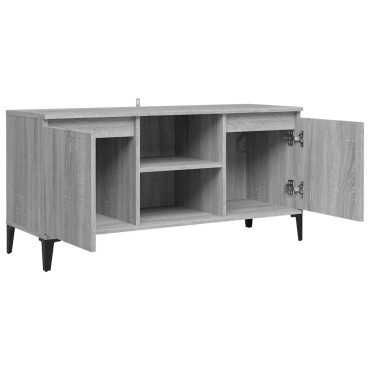 vidaXL Έπιπλο Τηλεόρασης Γκρι Sonoma 103,5x35x50cm Μεταλλικά Πόδια