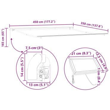 vidaXL Χειροκίνητη Ανασυρόμενη Τέντα με LED Κόκκινη 450x350 εκ.