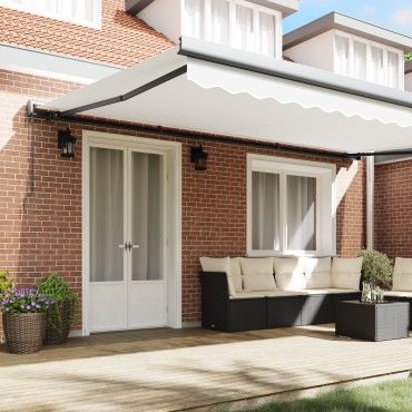 vidaXL Εγχειριδίου Ανασυρόμενη Τέντα Λευκή 500x300 cm