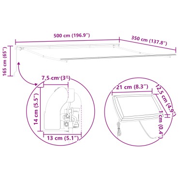 vidaXL Χειροκίνητη Ανασυρόμενη Τέντα με LED Λευκή 500x350 εκ