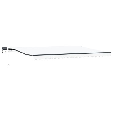 vidaXL Χειροκίνητη Ανασυρόμενη Τέντα με LED Λευκή 500x350 εκ