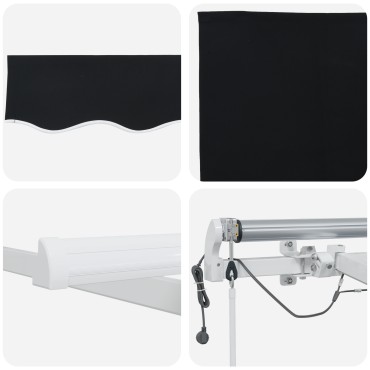 ανασυρόμενη τέντα vidaXL αυτόματη με LED Μαύρη 600x350 cm, Ανταλλακτικό ύφασμα τέντας vidaXL για πλαίσια 6x3.5 m Μαύρη