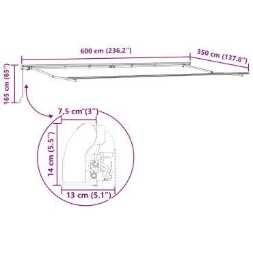 vidaXL Χειροκίνητη Ανασυρόμενη Τέντα Μαύρη 600x350 εκ