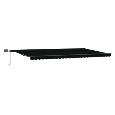 vidaXL Χειροκίνητη Ανασυρόμενη Τέντα με LED Μαύρη 600x350 cm