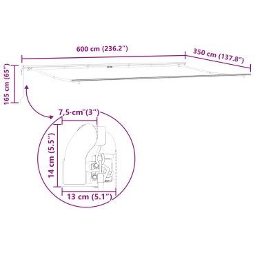 vidaXL Αυτομάτως Ανασυρόμενη Τέντα Μαύρη 600x350 εκ., Απαραίτητα Υφάσματα Τέντας vidaXL για πλαίσιο 6x3.5 μ Μαύρο