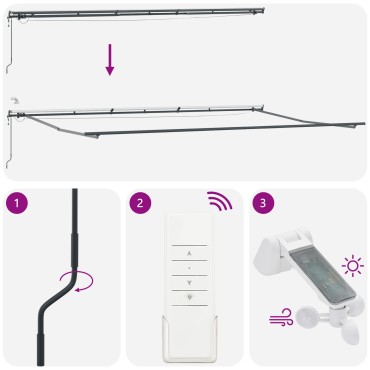 vidaXL Ανασυρόμενη τέντα με LED Μαύρη 600x350 εκ