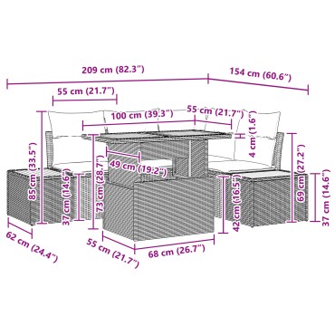 vidaXL Σετ 5 Τεμαχίων Γνωριμίας Κήπου με Μαξιλάρια Μαύρο Πολυ Ρατάν