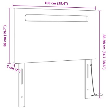 vidaXL LED κεφαλάρι Καπουτσίνο Τεχνητό Δέρμα 100x5x98cm