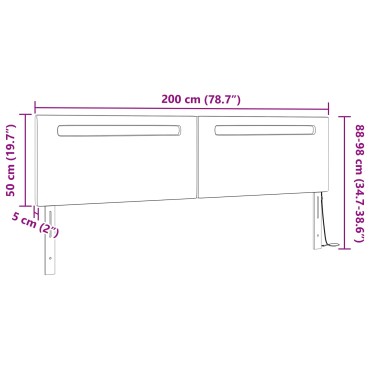vidaXL LED κεφαλάρι Μαύρο Τεχνητό Δέρμα 200x5x98cm