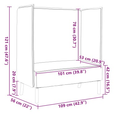 vidaXL Σαφίνα Υψηλής Πλάτης Σκούρο Γκρι 109x56x121cm Υφάσματος