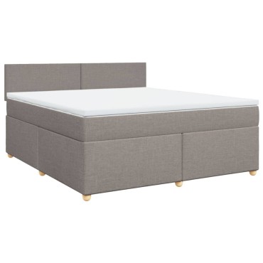 vidaXL Κρεβάτι Boxspring με Στρώμα Taupe 180x200 εκ. Υφασμάτινο