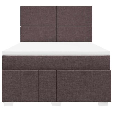 vidaXL Κρεβάτι Boxspring με Στρώμα Σκούρο Καφέ 160x200 εκ Υφασμάτινο