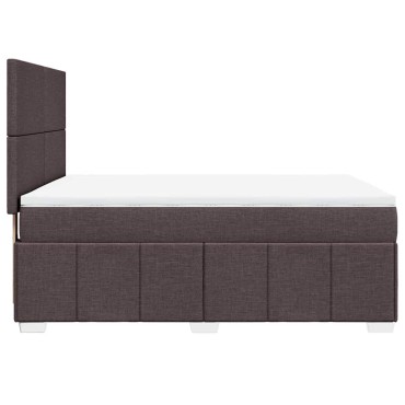 vidaXL Κρεβάτι Boxspring με Στρώμα Σκούρο Καφέ 160x200 εκ Υφασμάτινο