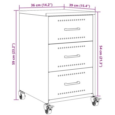 vidaXL Κομοδίνο Μουσταρδί 36x39x59cm από Χάλυβα 1 τεμ.