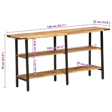 vidaXL Τραπέζι Κονσόλα 140x35x70cm από Μασίφ Ξύλο Μάνγκο 1 τεμ.
