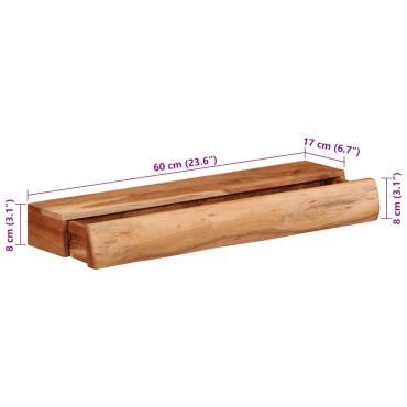 vidaXL Ράφια Τοίχου 2 τεμ. 60x17x8cm από Μασίφ Ξύλο Ακακίας