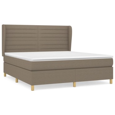 vidaXL Κρεβάτι Boxspring με Στρώμα Taupe 180x200 εκ. Υφασμάτινο